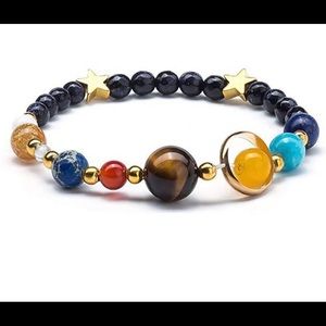Galaxy Solar System Stretch Bracelet with accent sandstone bracelet